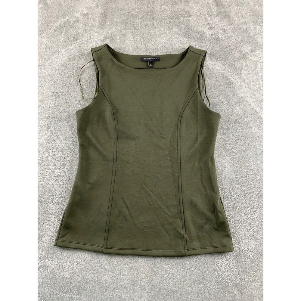 Banana Republic Womens Olive Green Boat Neck Sleeveless Shell Top Sz M Princess